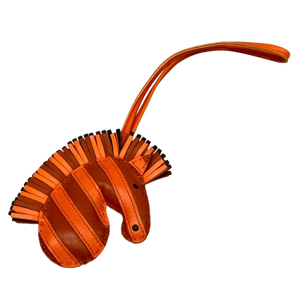 Hermès Geegee Savannah Bag Charm Orange Poppy Rouge Sellier